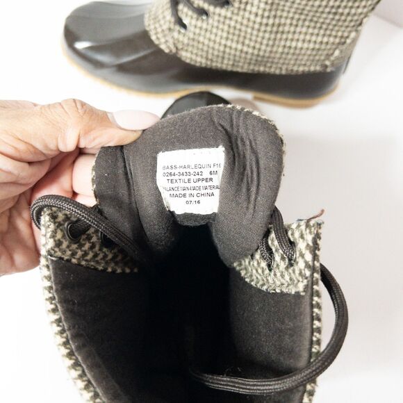 G.H. Bass Duck Boots Women’s 6 Houndstooth Waterproof Winter Rain Snow Boot - Picture 14 of 16
